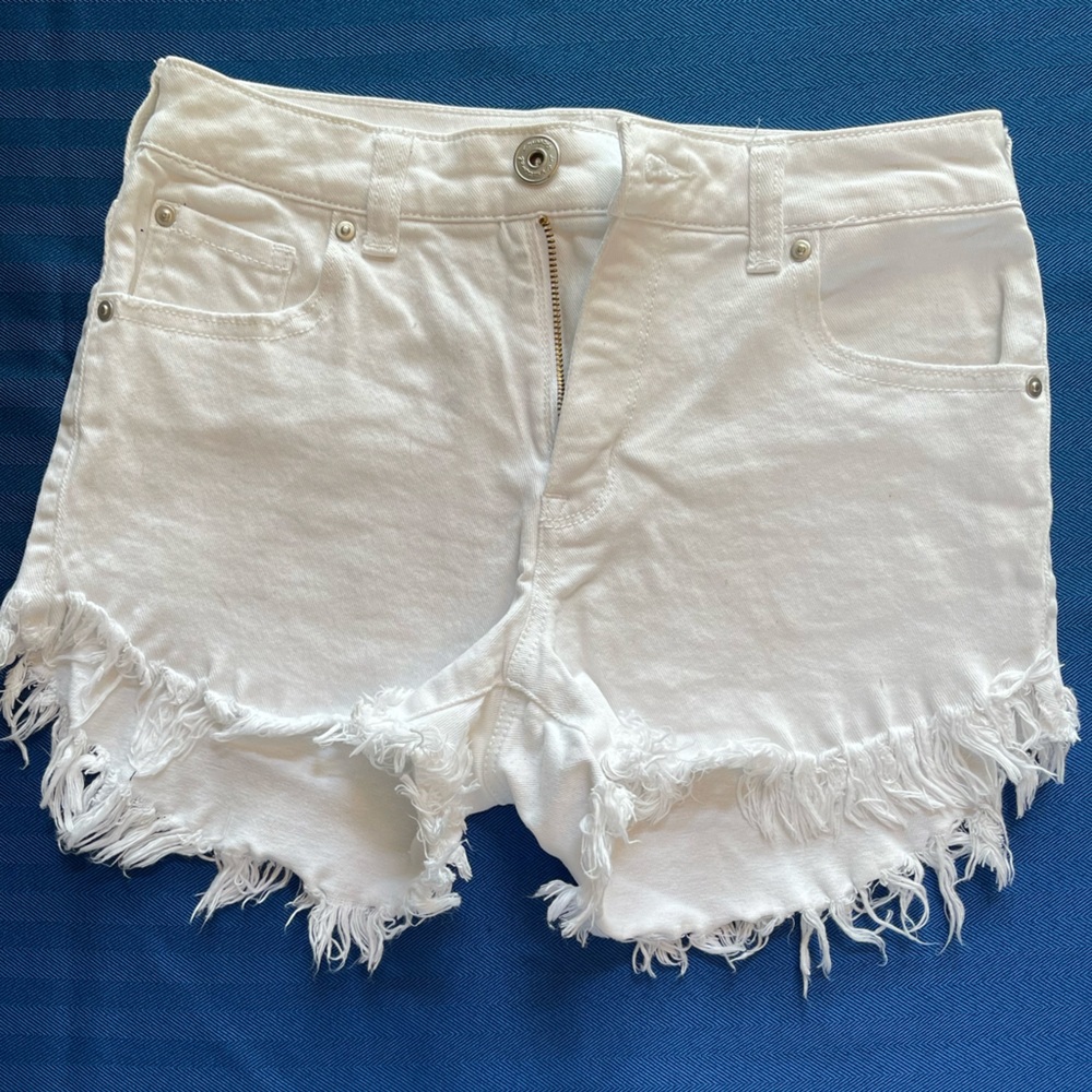 INC International Concepts - White Frayed Distressed Jean Shorts